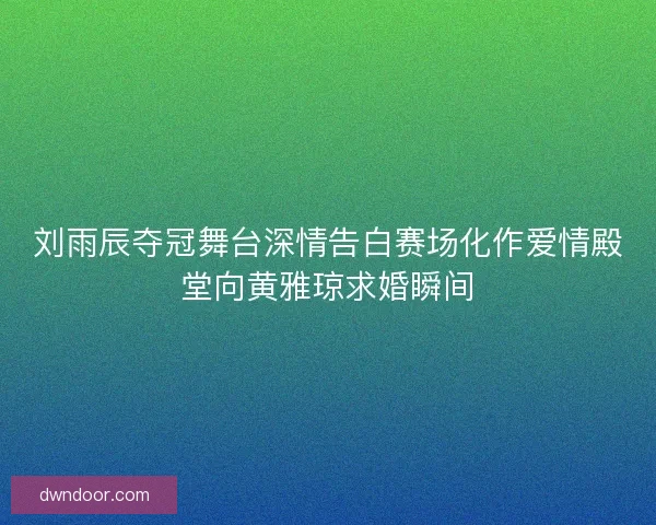 刘雨辰夺冠舞台深情告白赛场化作爱情殿堂向黄雅琼求婚瞬间